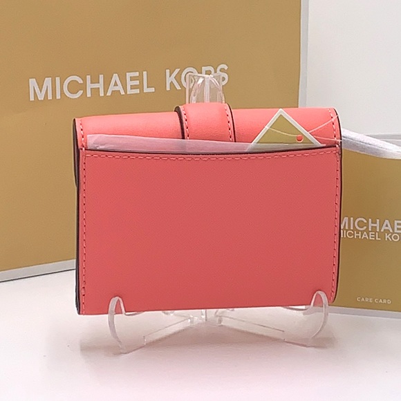 NWT MICHAEL KORS CARMEN MEDIUM FLAP BIFOLD WALLET GRAPEFRUIT COLOR - Picture 3 of 16
